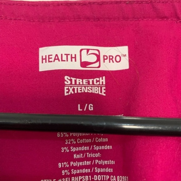 3/$30  Health Pro stretch dark pink polka dot stretch scrub top - Picture 4 of 5
